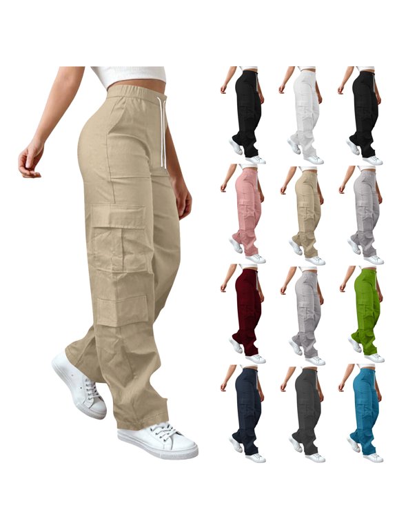 Women's Cargo Pants Ripstop Water Resistant Hiking Work Pants Spicy Girl High Waisted Wide Leg Pants With Multiple Pockets Casual Work Pants