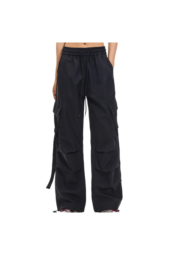 Women's Cargo Pants Y2k Straight Leg Joggers High Waisted Baggy Trousers Harajuku Streetwear Parachute Pants