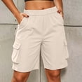 thumbnail image 1 of Women's Cargo Pants with Pockets, Solid Color Casual Drawstring Trousers, 1 of 9