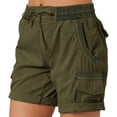 thumbnail image 1 of Women's Cargo Shorts Casual Fashion A-line Versatile Solid Color Multi-Pocket High Waist Shorts Comfy Loose Wide Leg Short, 1 of 4