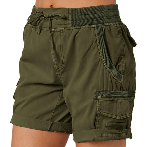 Women's Cargo Shorts Casual Fashion A-line Versatile Solid Color Multi-Pocket High Waist Shorts Comfy Loose Wide Leg Short
