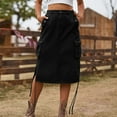 thumbnail image 1 of Women's Cargo Skirt Knee Length Summer Skirt High Waisted Y2K Short Skort Black L, 1 of 5