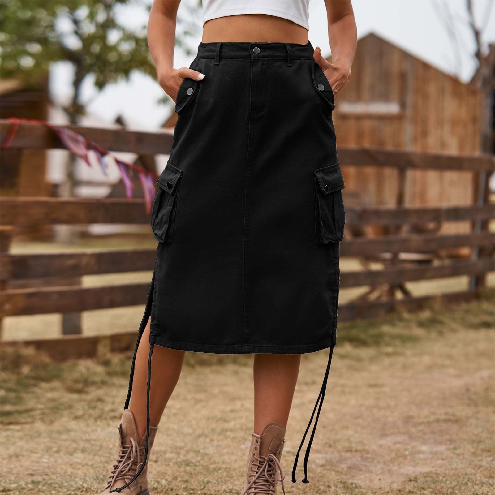 Women-s-Cargo-Skirt-Knee-