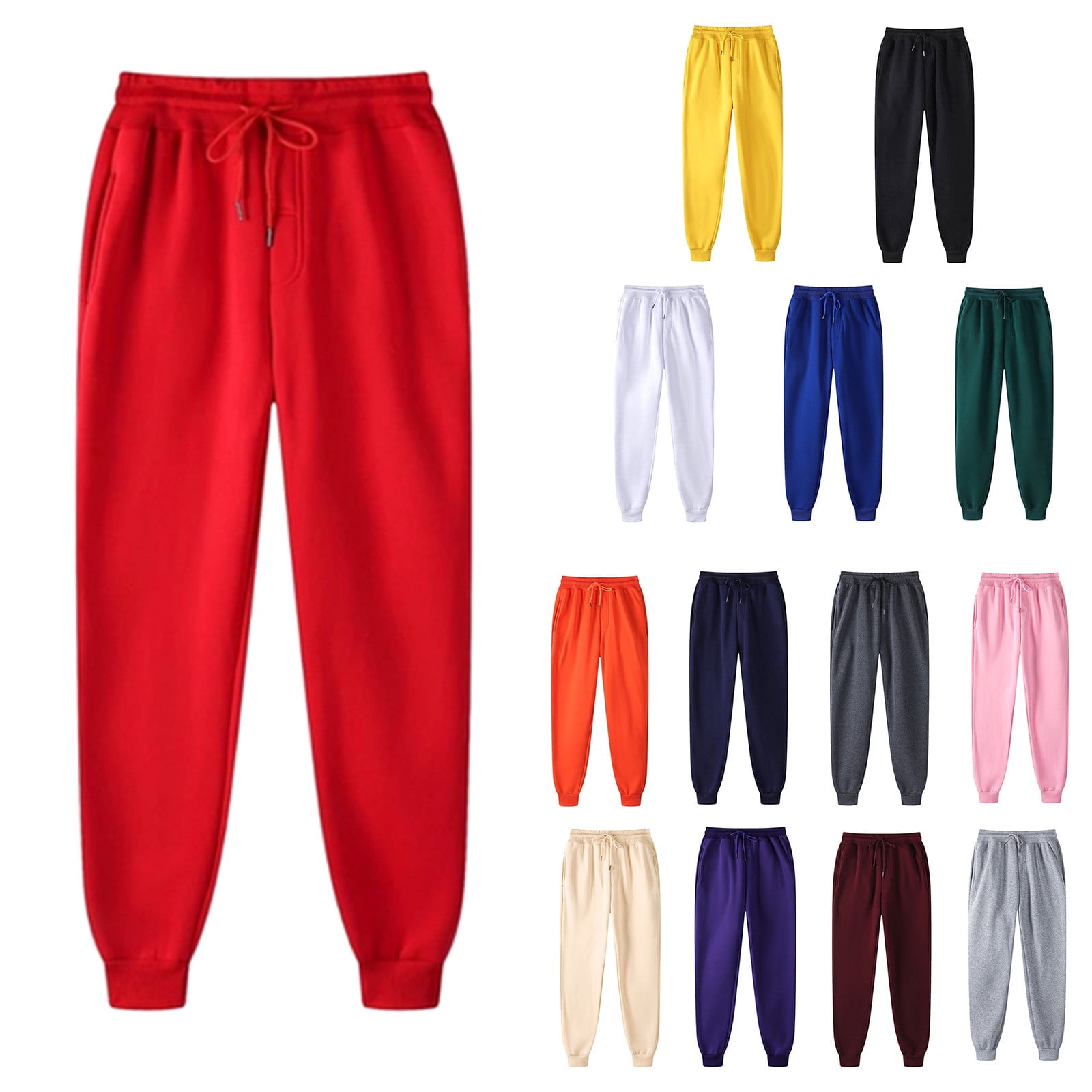 SoEnvy Men's Slim Fit Fleece Joggers – Comfy Gym Sweatpants With Zippered Pockets