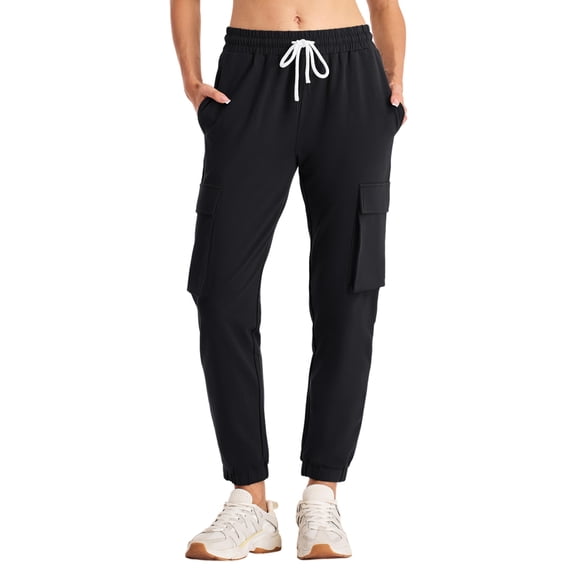 SPECIAL MAGIC Women's Cargo Sweatpants with 4 Pockets Cotton Jogger Pants Elastic Waist Athletic Lounge Pants for Running Yoga Gym