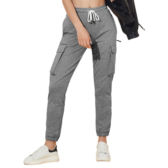 SPECIAL MAGIC Women's Cargo Sweatpants with 4 Pockets Cotton Jogger Pants Elastic Waist Athletic Lounge Pants for Running Yoga Gym