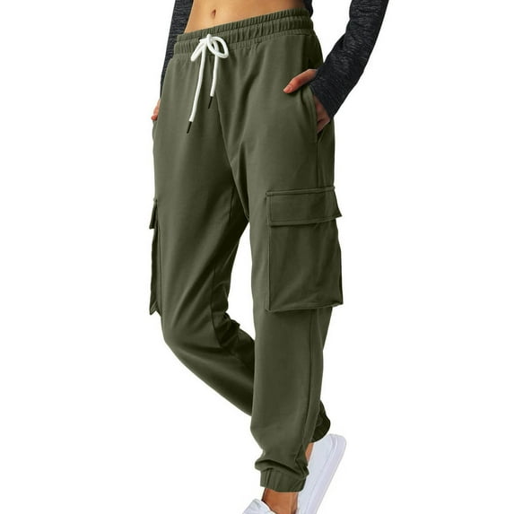 Women's Cargo Sweatpants Cotton Athletic Joggers 4 Pockets Sporty Pants