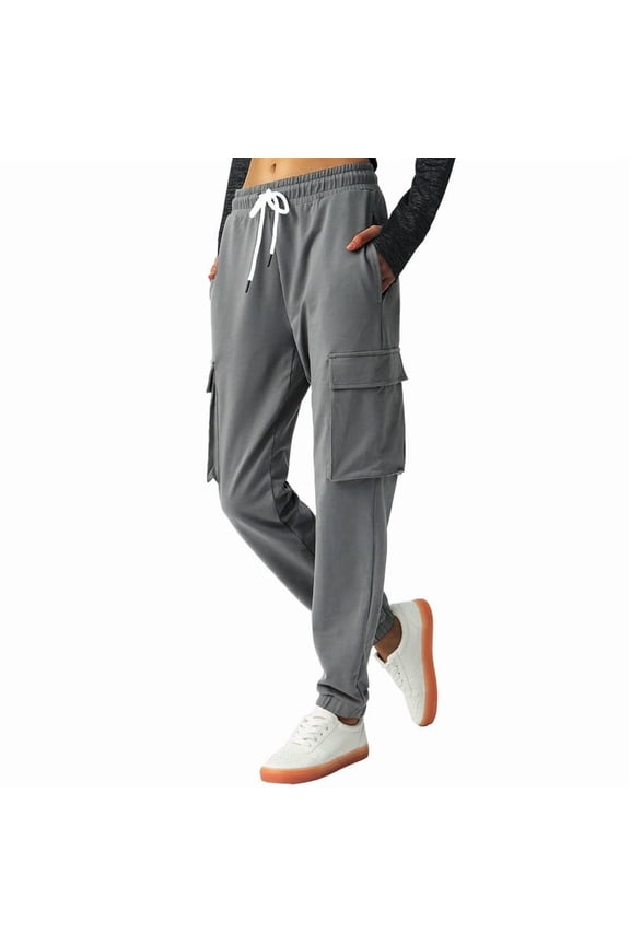 Women's Cargo Sweatpants Cotton Athletic Joggers 4 Pockets Sporty Pants