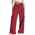 thumbnail image 1 of Women's Cargo Sweatpants Drawstring Wide Legs Pants Casual Baggy Pant With Multi Pockets, 1 of 8
