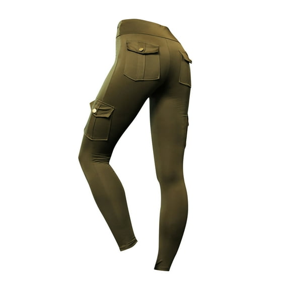 Women's Cargo Yoga Leggings with 4 Pockets High Waisted Stretch Workout Running Fitness Pants Gym Tights