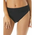 thumbnail image 1 of Women's Carmen Marc Valvo C1D223 Castello Scroll Classic Shirred Waist Swim Bottom (Black M), 1 of 4
