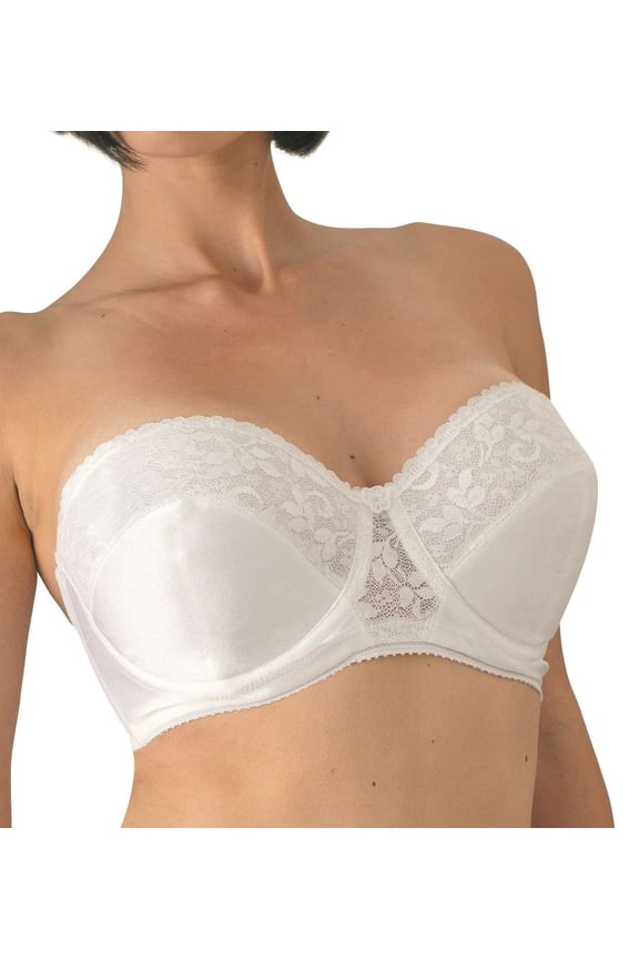 Women's Carnival 123 Full Coverage Strapless Underwire Bra (White 44C)