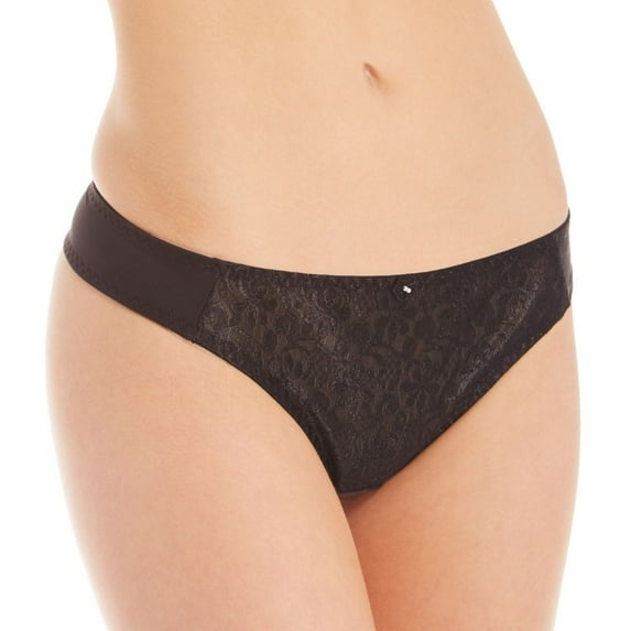Women's Carnival 3127 Tuxedo Lace Microfiber Low Rise Thong (Black L)