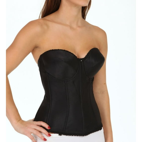 Women's Carnival 424 Full Figure Satin Torsolette Bra (Black 48DD)