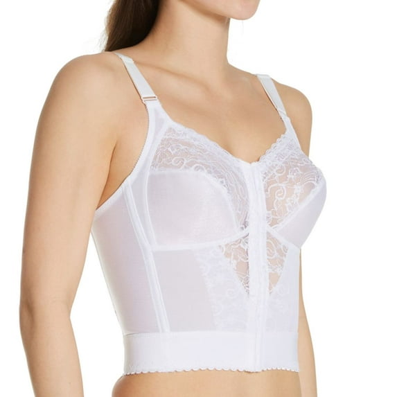 Women's Carnival 745 Front Closure Longline Bra (White 34DDD)