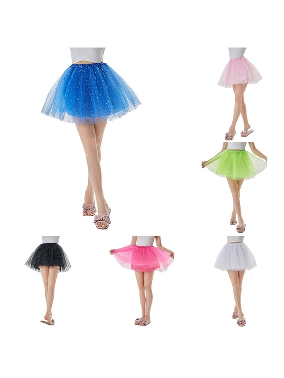 Women's Carnival Festival Sparkly A Line Tutu Skirt with Inner and Overlay Puffy Half Skirt Skirt plus Size One Size