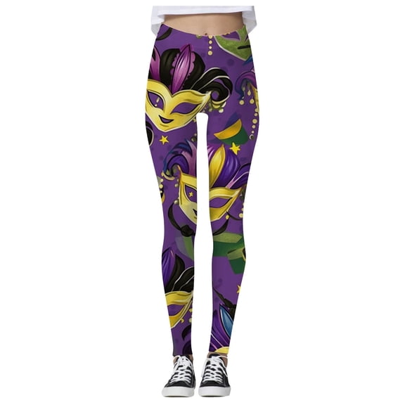 Women's Carnival Funny Print Leggings Fashion Casual Sports Pants Comfortable Stretchy Workout Yoga Tights Design Soft Breathable High Waisted