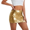 thumbnail image 1 of Women's Carnival Mini Skirt Stretch Waist Sequin Bodycon Sparkly Party Elastic Club Night Out Gold Skirt S, 1 of 8