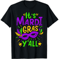 thumbnail image 1 of Women’s Carnival Party T-Shirt – Mardi Gras Beads & Mask Graphic Tee, 1 of 7