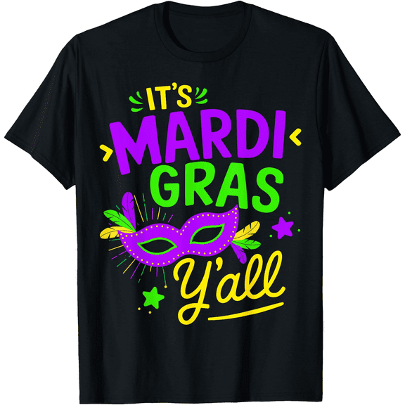 Women’s Carnival Party T-Shirt – Mardi Gras Beads & Mask Graphic Tee