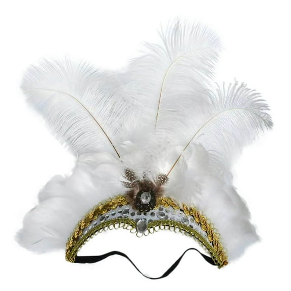 Women's Carnival Role Playing Props Detachable Flowers Fashion Feather Hat White