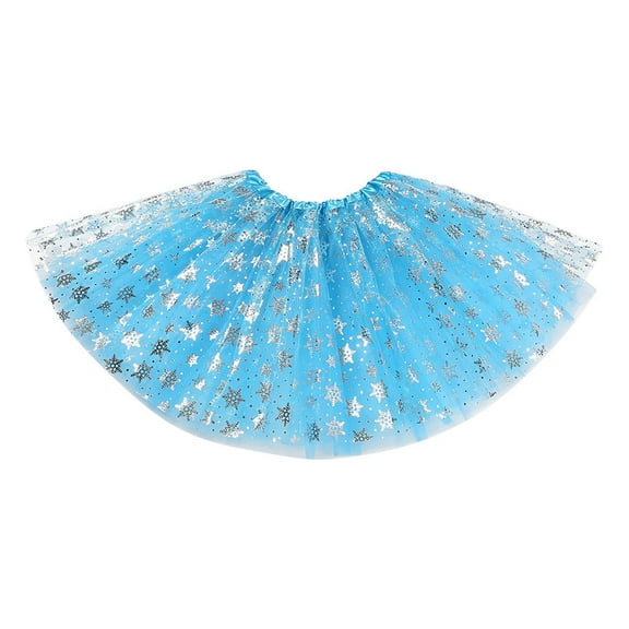 Women's Carnival Snowflake Sequins Glitter Mesh Dance Tutu Puffy Skirt Elegant Party Wear Festive Skirt