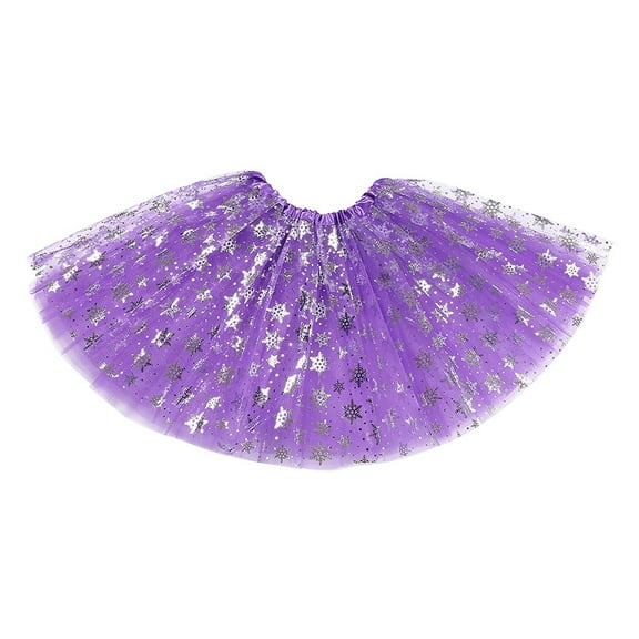 Women's Carnival Snowflake Sequins Glitter Mesh Dance Tutu Puffy Skirt Elegant Party Wear Festive Skirt