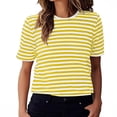 thumbnail image 1 of Women's Carnival Striped T-Shirts Short Sleeve Crew Neck Color Block Tee Tops Slim Fit Casual Pullover Blouses, 1 of 4
