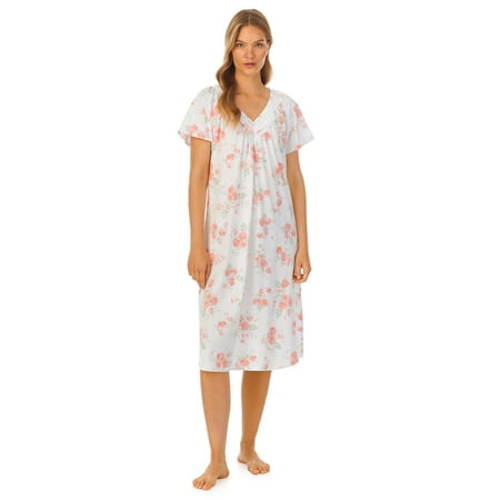 Women's Carole Hochman Cotton Flutter Sleeve Nightgown Color: Watercolor Fleur Size: X LARGE
