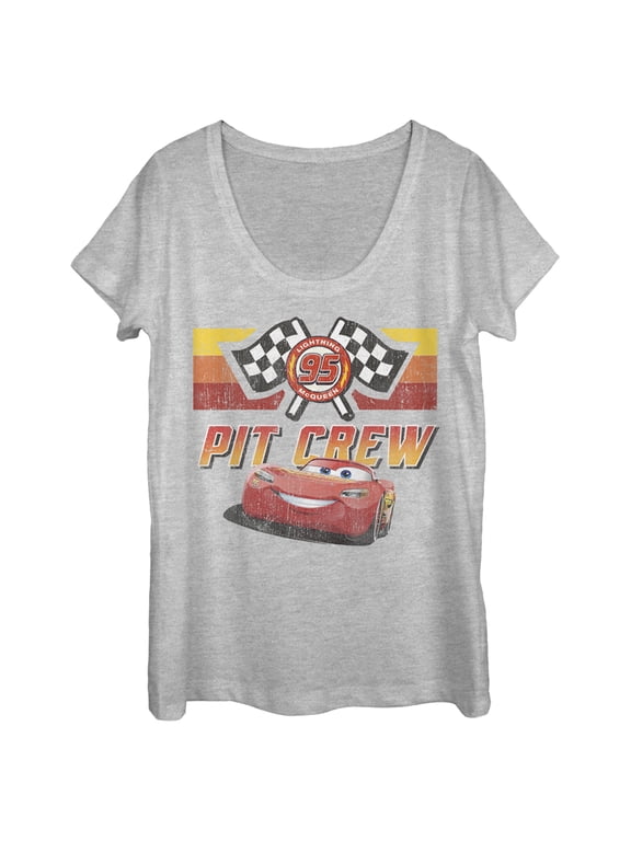 Women's Cars Pit Crew Team Scoop Neck Athletic Heather 2X Large