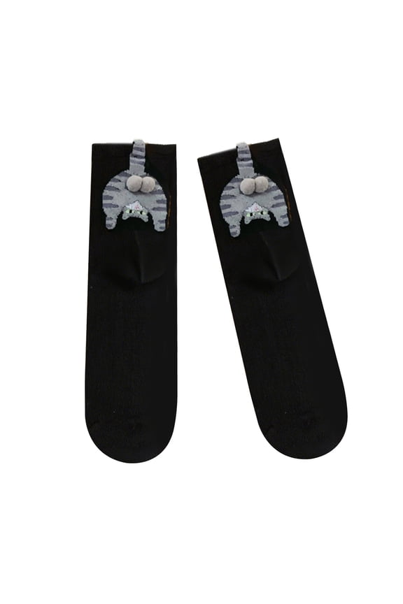 Women's Cartoon Cats Fuzzy Eggs Calf Socks Breathable Stretchy Elastic Casual Daily Wear