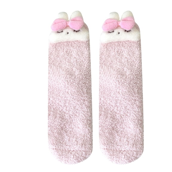 Women’s Cartoon Coral Sleep Socks – Cute Plush Characters, Thermal Fuzzy Fabric Compression Socks for Women, for Winter Indoor Comfort