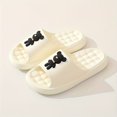 thumbnail image 1 of Women's Cartoon Decor Slides, Comfortable Open Toe Slip On Shoes, Women's Bow Tie Bear Decor Slides, 1 of 8