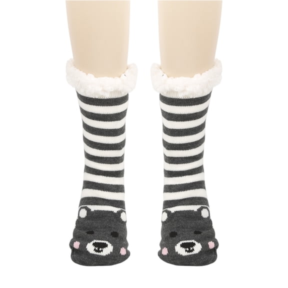 Women's Cartoon Floor Socks - Adult Plush Snow/Sleep/Carpet/Slipper Socks, Gray