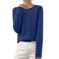 thumbnail image 1 of Women's Sweaters Fall Winter Cozy Pullover Lightweight Tops Casual Warm Soft Basic Long Sleeve Crewneck Shirts (M, Navy), 1 of 7