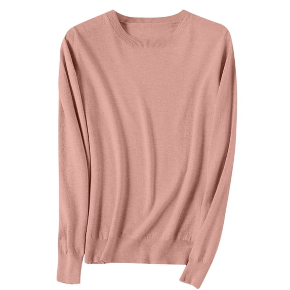 Women's Sweaters Fall Winter Cozy Pullover Lightweight Tops Casual Warm Soft Basic Long Sleeve Crewneck Shirts (S, Pink)