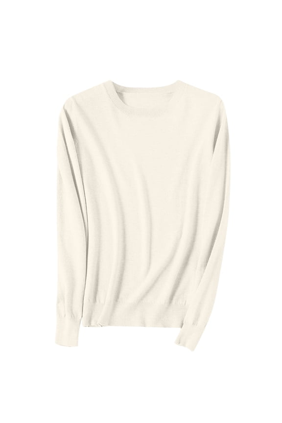 Women's Sweaters Fall Winter Cozy Pullover Lightweight Tops Casual Warm Soft Basic Long Sleeve Crewneck Shirts (XS, Beige)