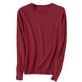 thumbnail image 1 of Women's Sweaters Fall Winter Cozy Pullover Lightweight Tops Casual Warm Soft Basic Long Sleeve Crewneck Shirts (XS, Wine), 1 of 6