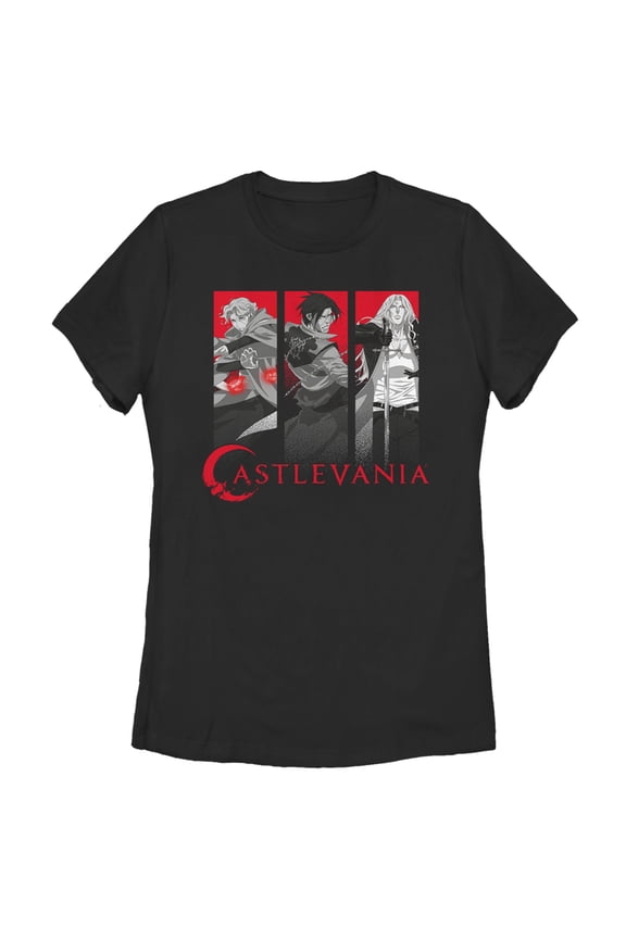 Women's Castlevania Hunter Character Panels Graphic Tee Black Medium