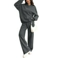 thumbnail image 1 of Women's Casual 2 Piece Hoodie Sweatsuit Set Wide Leg Sweatpants Lounge Track Outfit Dark Gray L, 1 of 7
