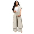 thumbnail image 1 of Women's Casual 2 Piece Pants Suit Set Long Cardigan Jacket Wide Leg Trousers Business Outfits Pleated Comfortable Workwear, 1 of 2