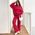 thumbnail image 1 of Women's Casual 2 Piece Sweatsuit Set Long Sleeve Hoodie Wide Leg Sweatpants Lounge Track Outfit Red 2XL, 1 of 6