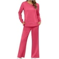 thumbnail image 1 of Women's Casual 2-Piece Tracksuit Outfits Oversized Sweatshirt Tops Wide-Leg Pants Soft Loungewear Daily Wear Set L, 1 of 4