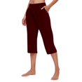 thumbnail image 1 of Women's Casual 3/4 Length Pants - Elastic Waist for Home/Sports - Solid Color Polyester Spandex - XXXL Size - All-Season Comfort, 1 of 6