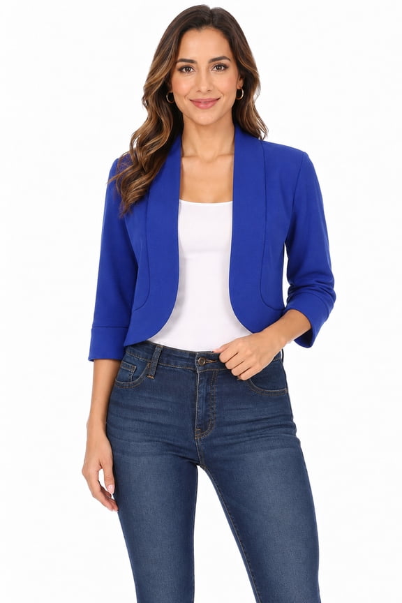 Women's Casual 3/4 Sleeve Bolero Open Front Cardigan Jacket