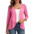 thumbnail image 1 of Women's Casual 3/4 Sleeve Lightweight Cardigan Open Front Summer Cardigans Trendy Shrug Coverups Pink S(S), 1 of 9