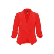 Women's Casual 3/4 Sleeve Solid Open Blazer Jacket