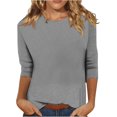 thumbnail image 1 of Women's Casual 3/4 Sleeve T-Shirts Round Neck Cute SolidTunic Tops Basic Tees Blouses Casual Loose Fit Crewneck T Shirts, 1 of 4