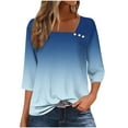 thumbnail image 1 of Women's Casual 3/4 Sleeve T-Shirts Round Neck Cute Tunic Tops Gradient Print Basic Blouses Business Work Tee Top, 1 of 4