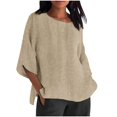 thumbnail image 1 of Women's Casual 3/4 Sleeve Tops Summer Square Neck T Shirts Ruffle Loose Fit Tunic Blouses, 1 of 5